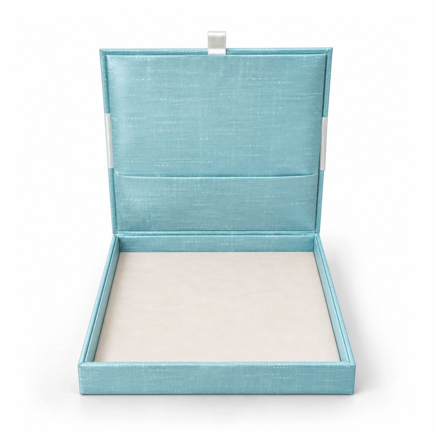 beach wedding silk invitation box interior look with pocket