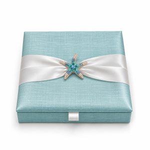 starfish crystal brooch embellished beach wedding silk invitation box