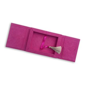 pink suede gate fold invitation box for sweet sixteen invitations