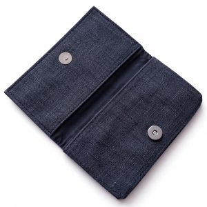 Navy blue hemp fabric wallet from Thailand